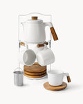 Set de tetera con soporte y 4 tazas para 4 personas 1000 ml