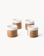 Tazas de espresso (set de 4) con banda de madera 100 ml