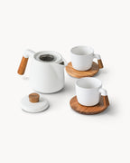 Set de tetera con soporte y 4 tazas para 4 personas 1000 ml