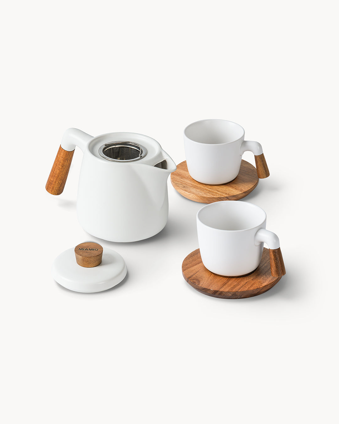 Set de tetera con soporte y 4 tazas para 4 personas 1000 ml