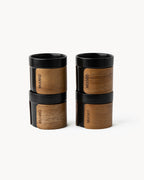 Tazas de espresso (set de 4) con banda de madera 100 ml