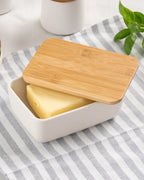Mantequera con tapa de bambú