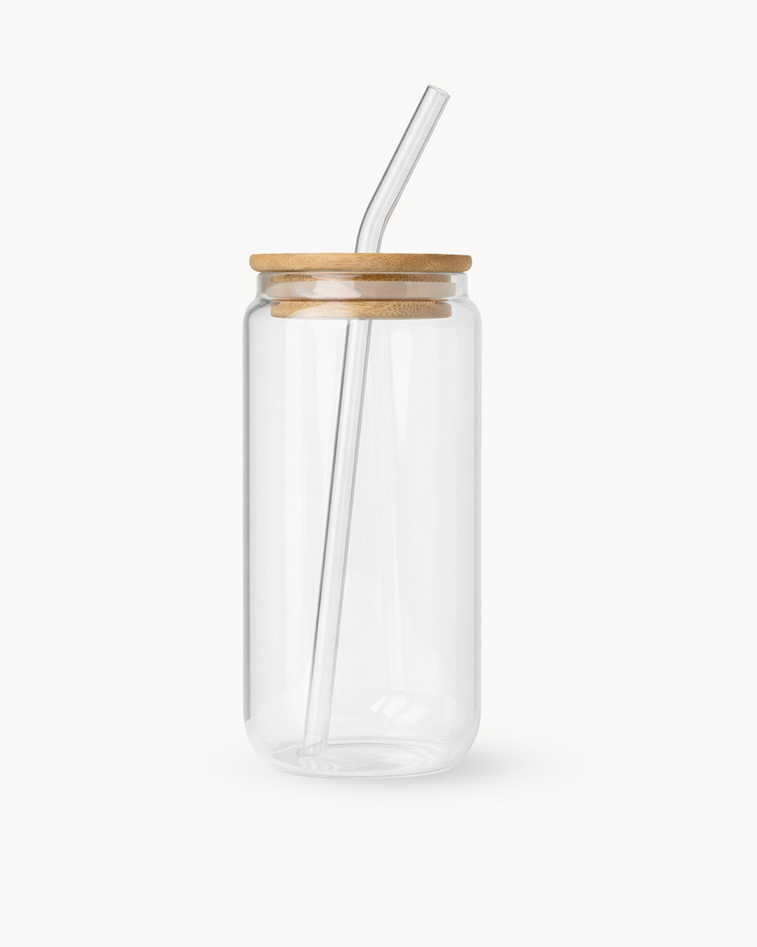 Vasos con tapa de bambú y pajita de vidrio (set de 4) 500 ml