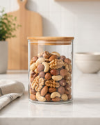 Bote de vidrio con tapa de madera 1000 ml