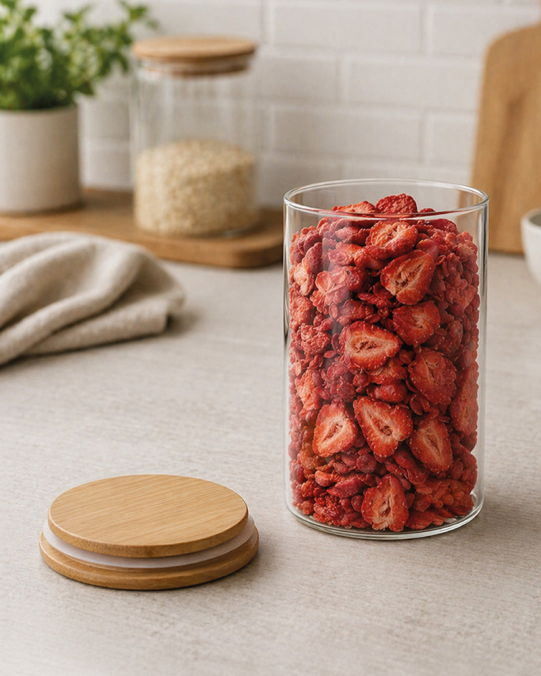 Bote de vidrio con tapa de madera 1000 ml