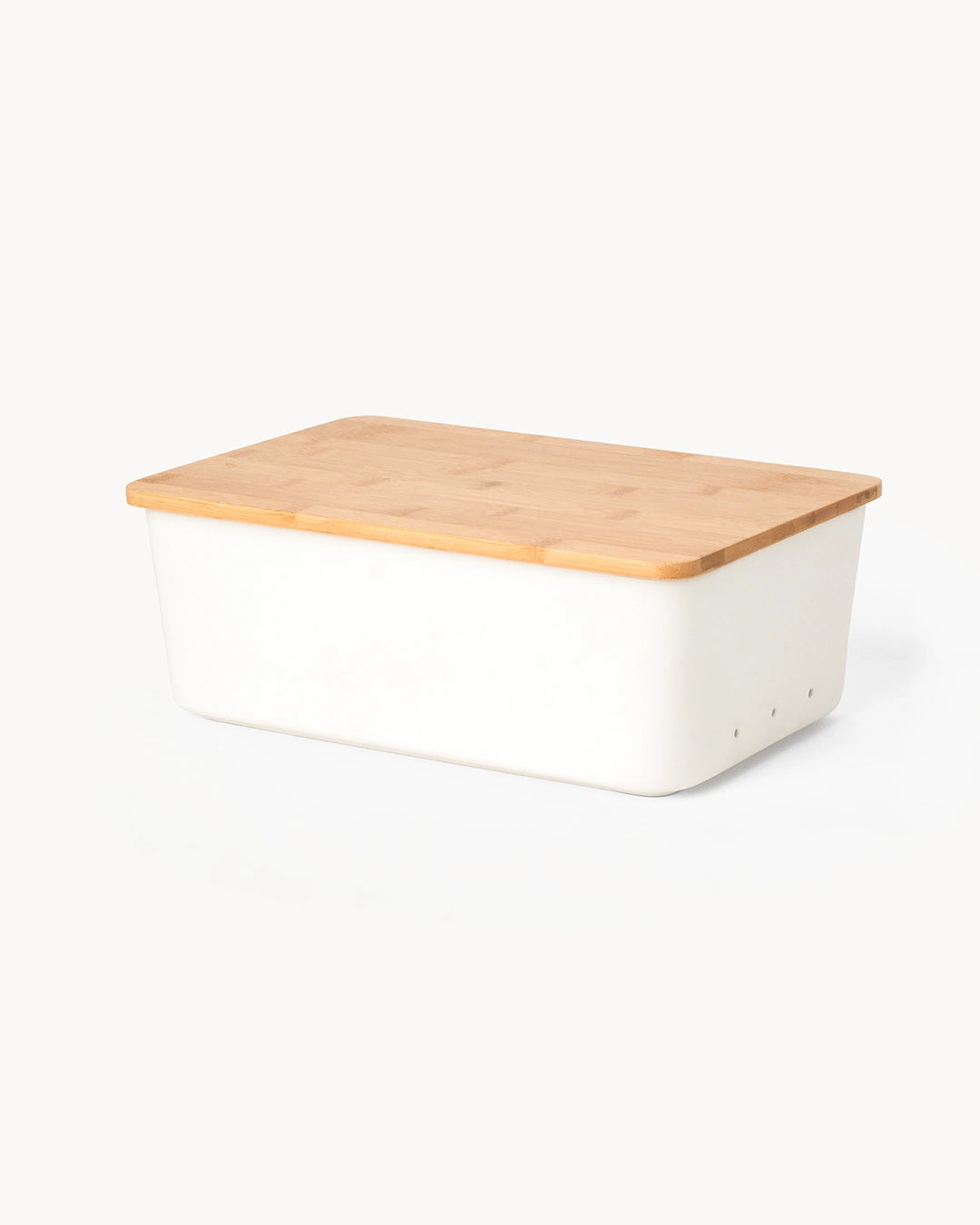 Panera de cerámica con tapa de bambú