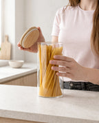 Bote de vidrio con tapa de madera 1400 ml