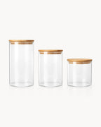 Bote de vidrio con tapa de madera 1400 ml