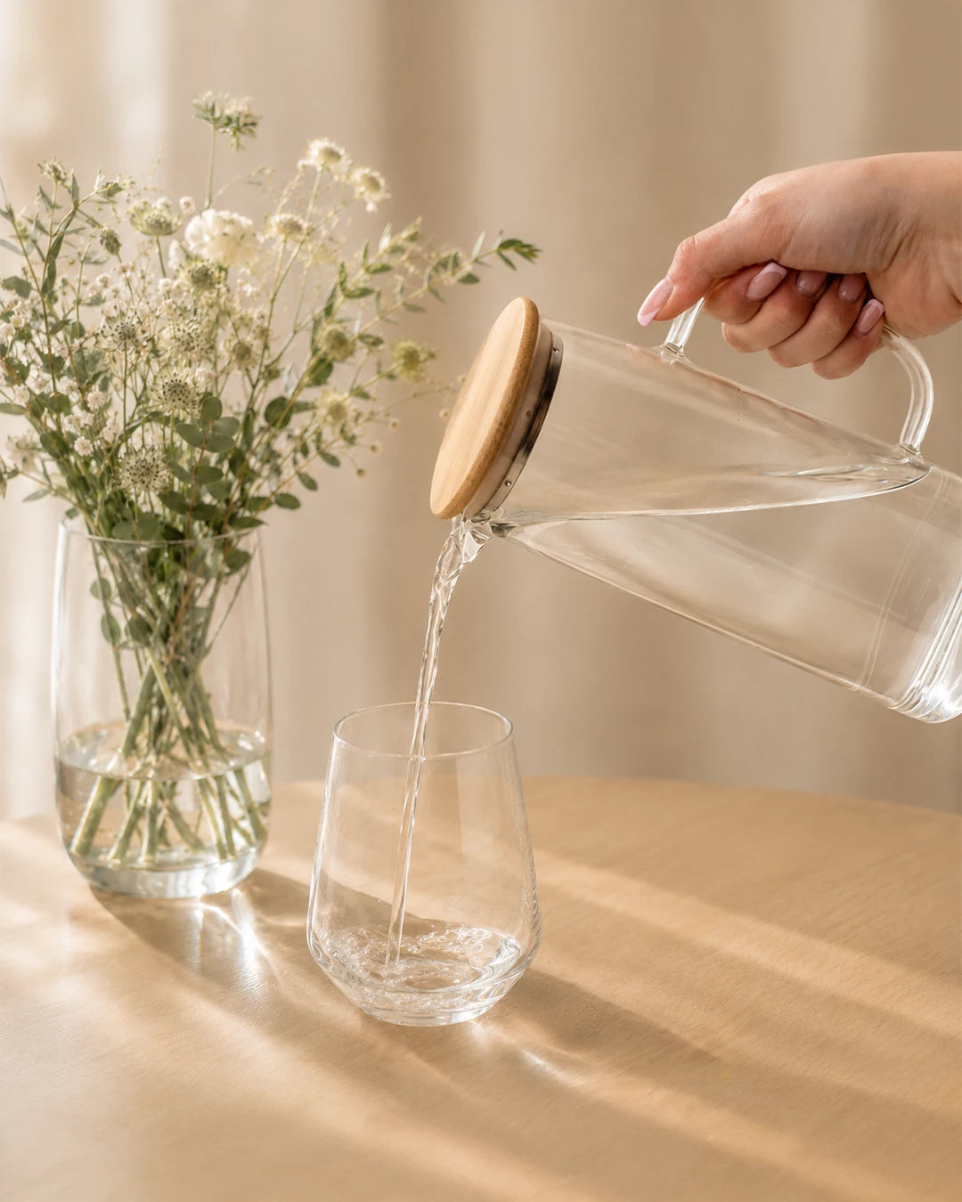 Jarra de cristal con tapa de madera 1000 ml