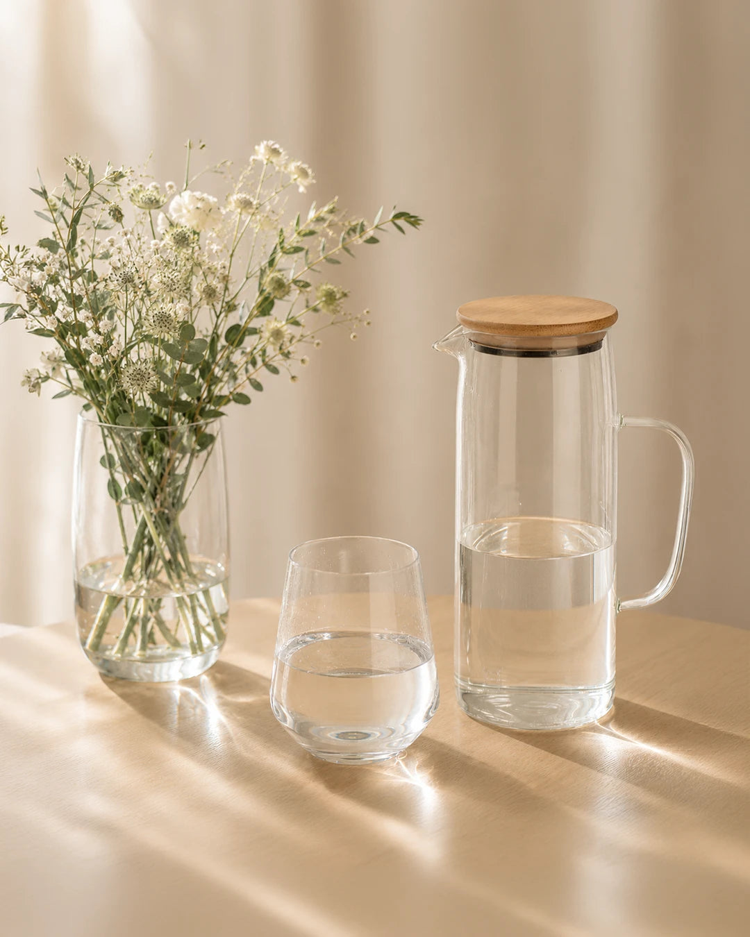 Jarra de cristal con tapa de madera 1000 ml