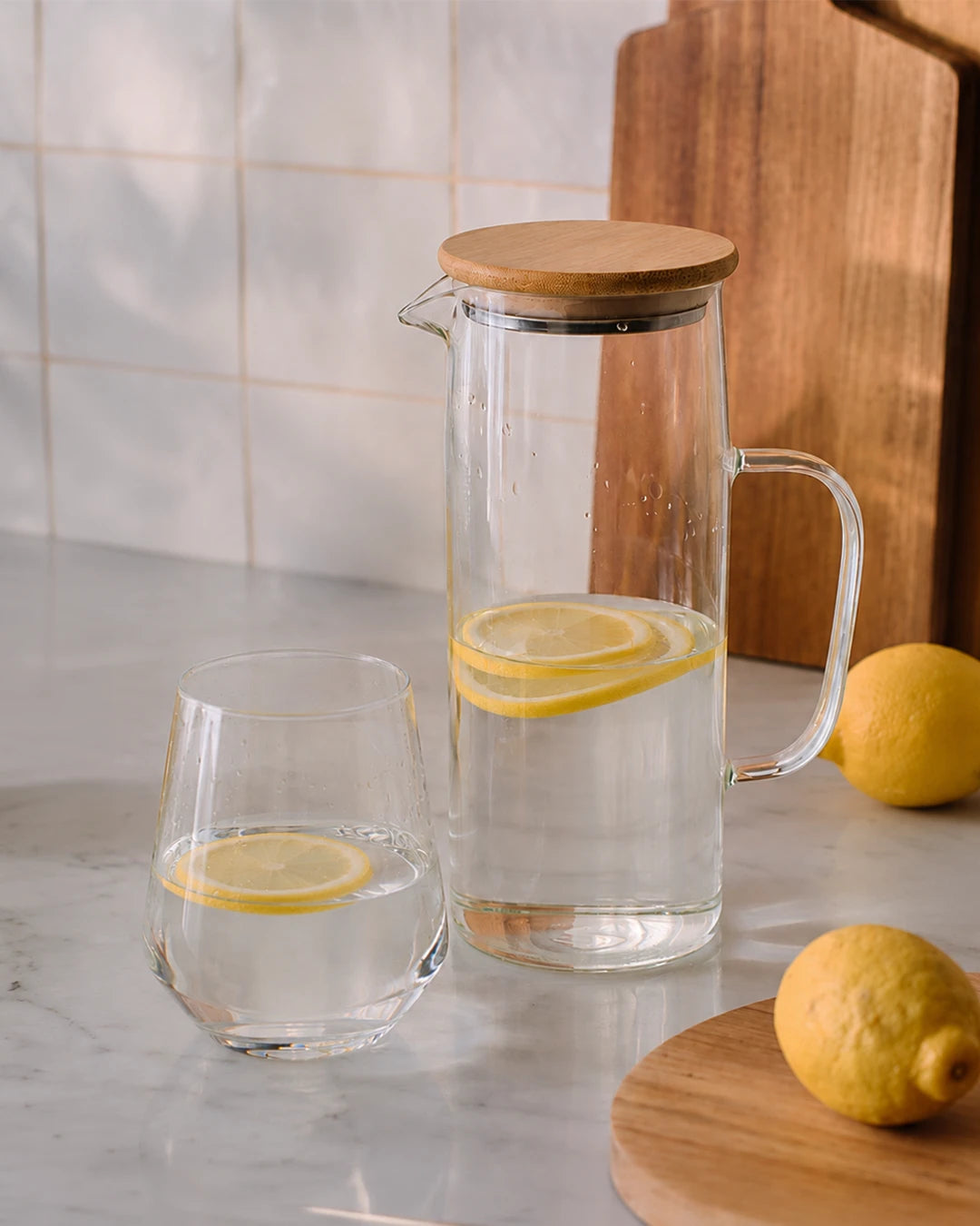 Jarra de cristal con tapa de madera 1000 ml