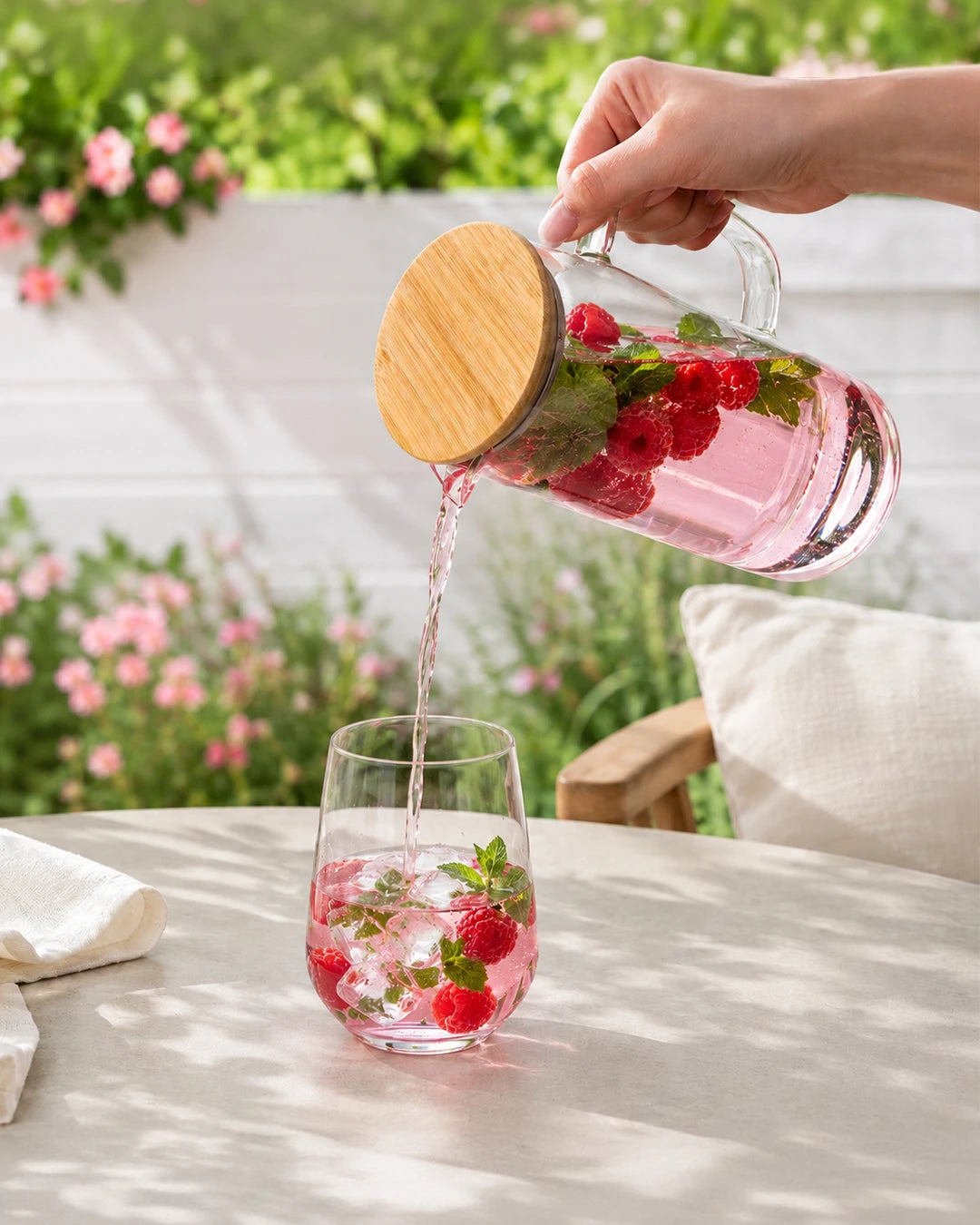 Jarra de cristal con tapa de madera 1000 ml