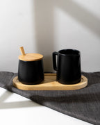 Set de leche y azúcar con tapa, cuchara y jarrita