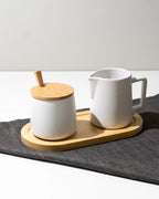Set de leche y azúcar con tapa, cuchara y jarrita