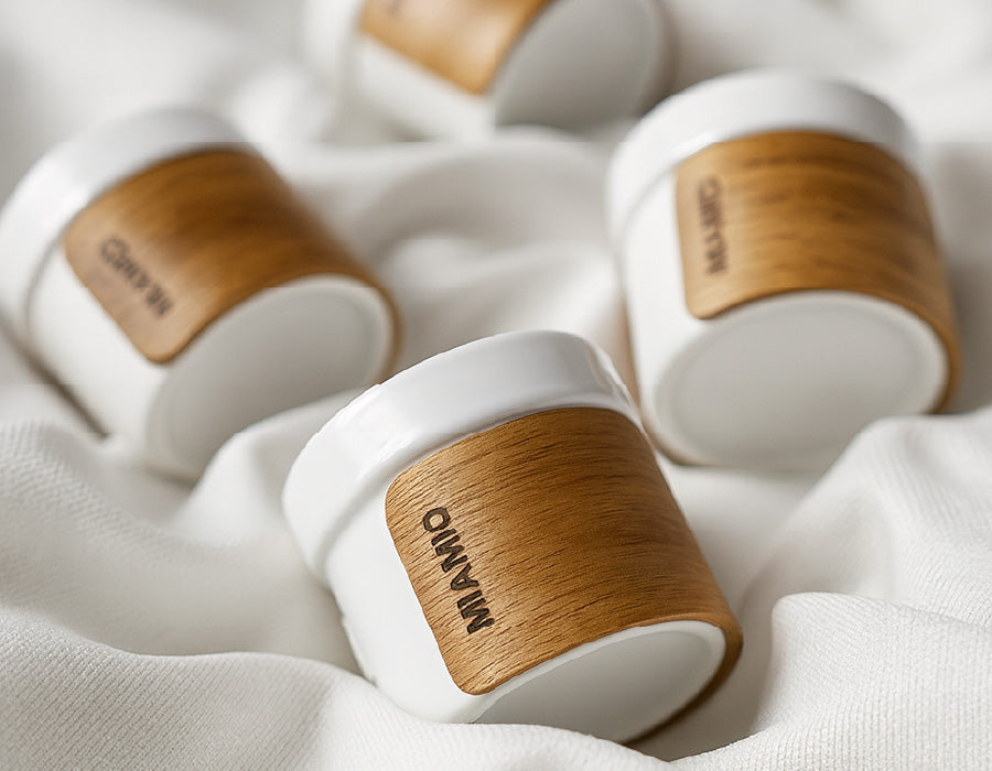 Tazas de espresso (set de 4) con banda de madera 100 ml