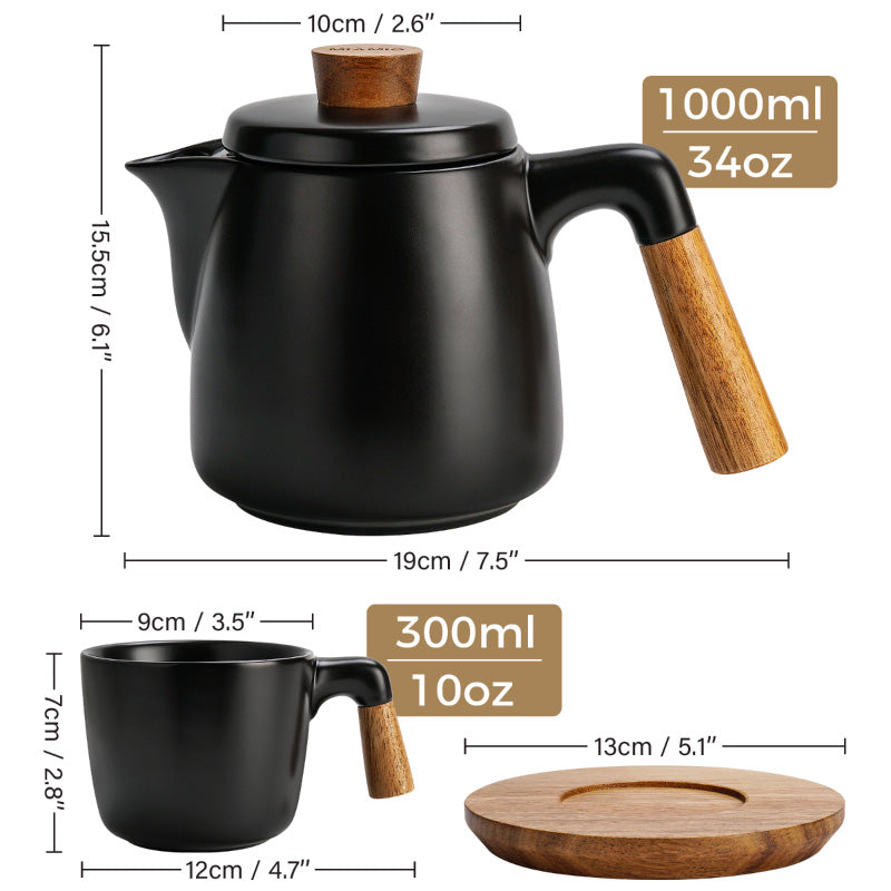 Miamio Teekannen Set Keramik mit 4 Tassen fur 4 Personen 1000ml