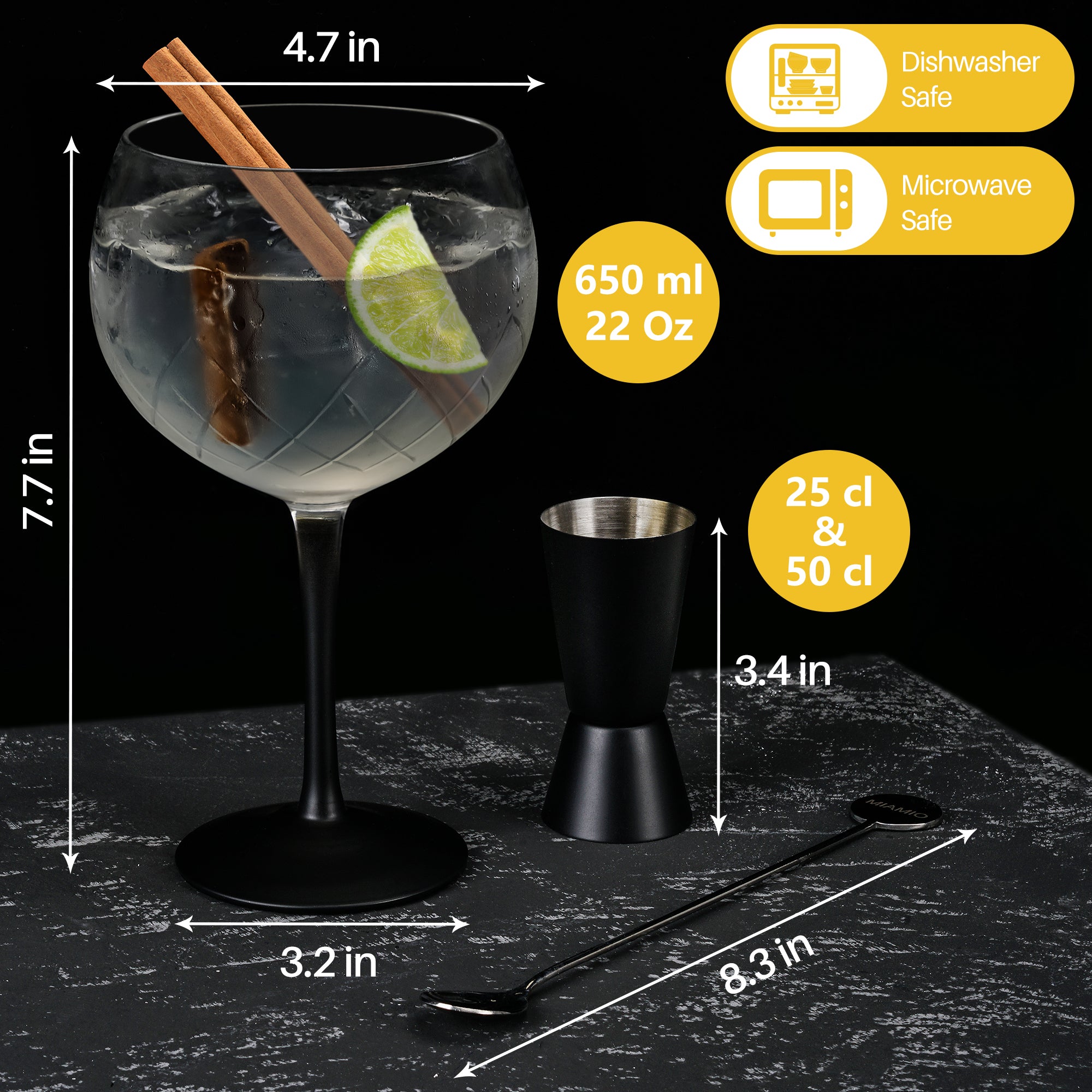 Set de cóctel: 4 copas de gin y 4 copas coupé